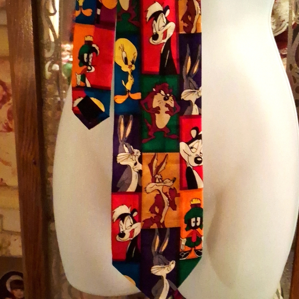 Vintage,FUN,100% SILK,Unisex, Tie with Many,Vivid,Colorful,Cartoon Characters ❤️